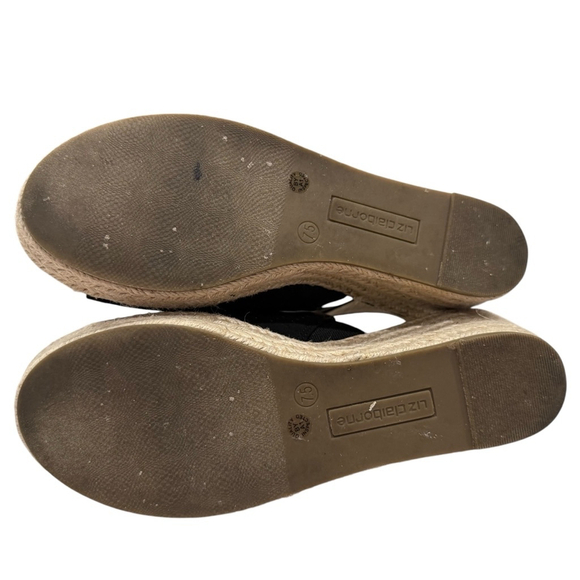 Liz Claiborne Wedge Sandals Size 7.5 Black - Picture 10 of 10